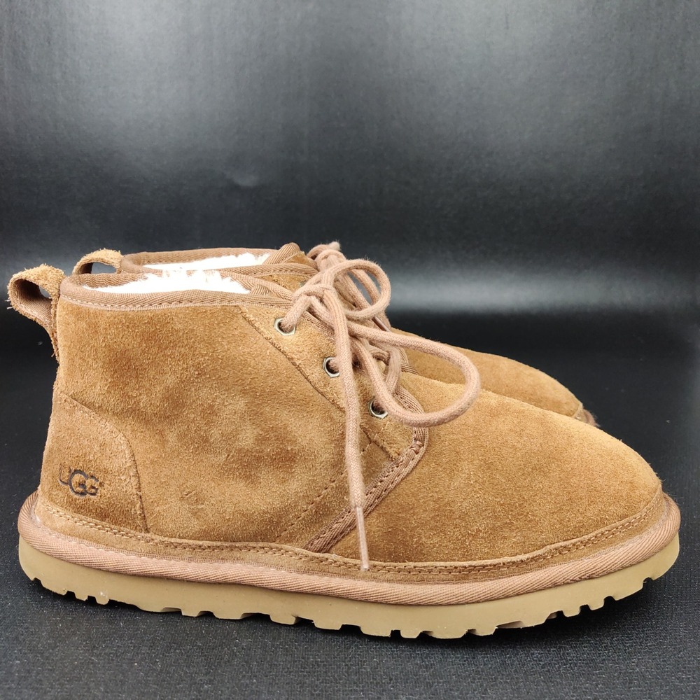 UGG Boots Men 7 Brown Neumel 3236 Suede Lace Up Sheepskin Lined Chukka